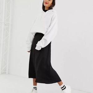 New Look black midi skirt in satin